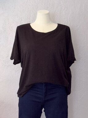 Old Navy Black Relaxed Fit Embroidered Sleeve Tee Plus Size XXL